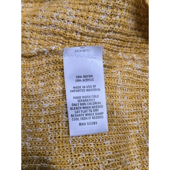 EXPRESS Sweater Womens Large XS Long Bell Sleeve Crop V Neck Pullover Yellow - Picture 5 of 5